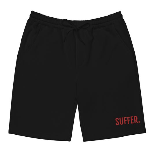 SUFFER RED Embroidered Fleece Shorts