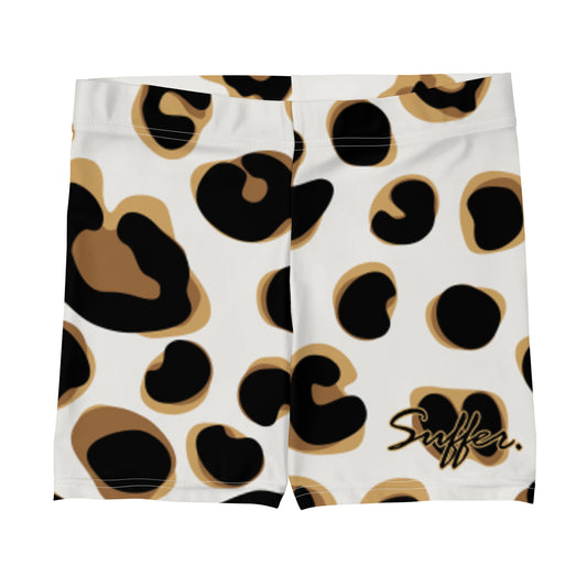 Women's White Cheetah Suffer Athletic Shorts