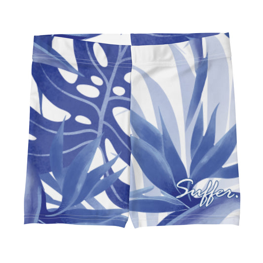 Women's Blue Leaf Suffer Athletic Shorts