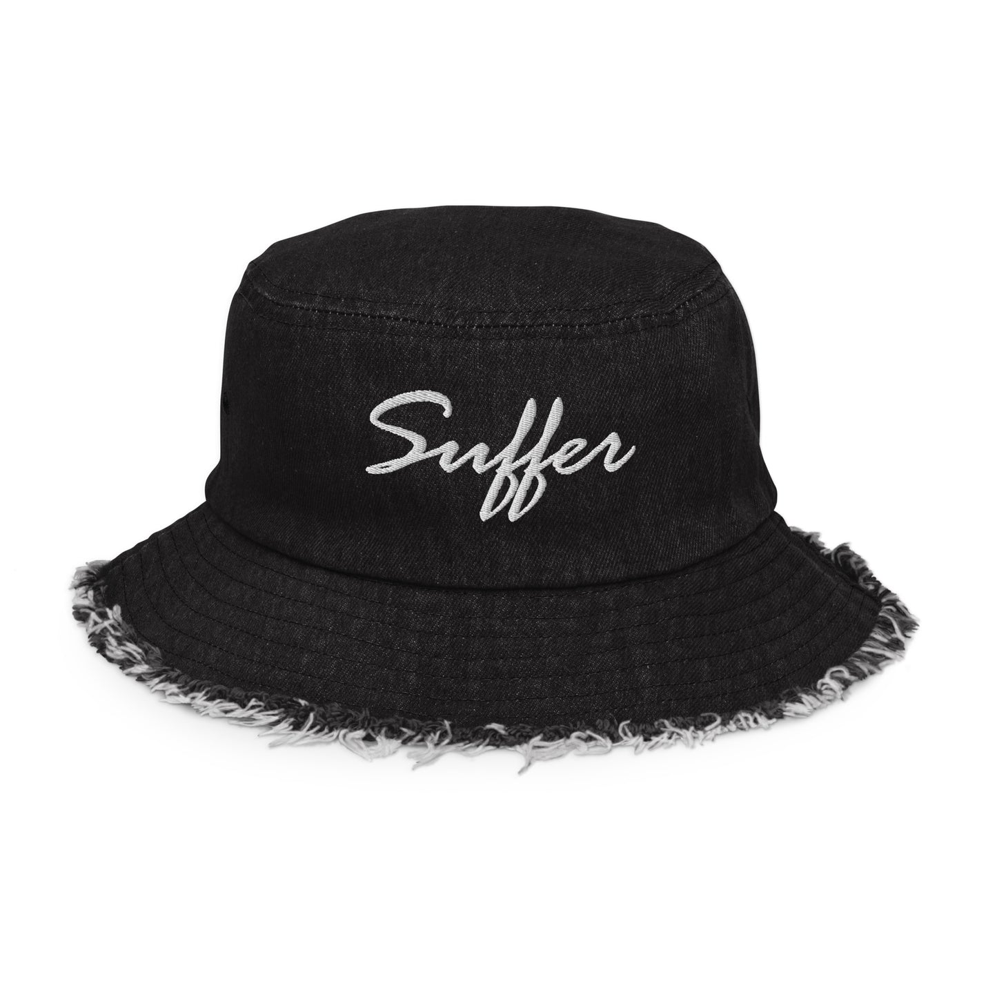 Suffer Sig Distressed Denim Bucket Hat