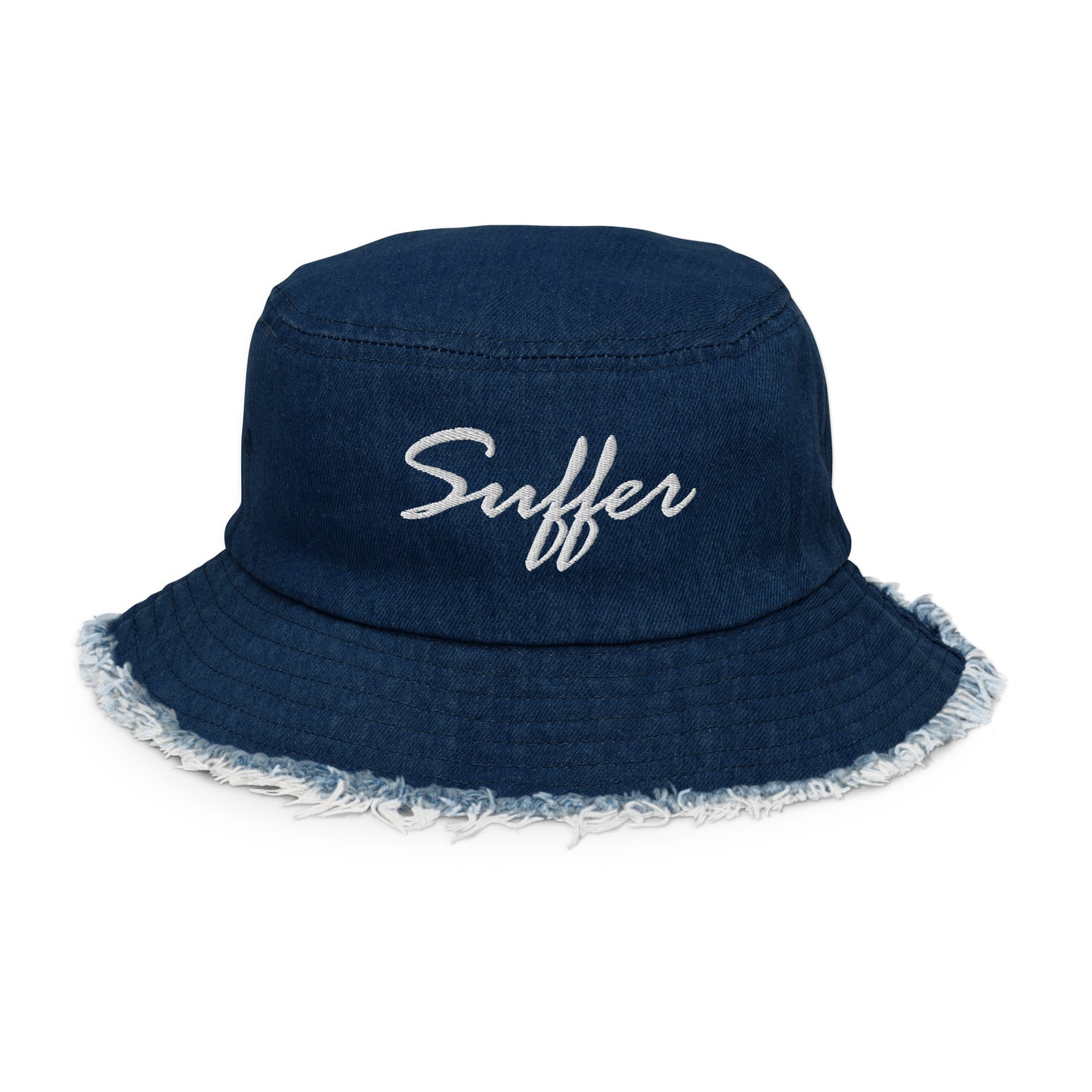 Suffer Sig Distressed Denim Bucket Hat