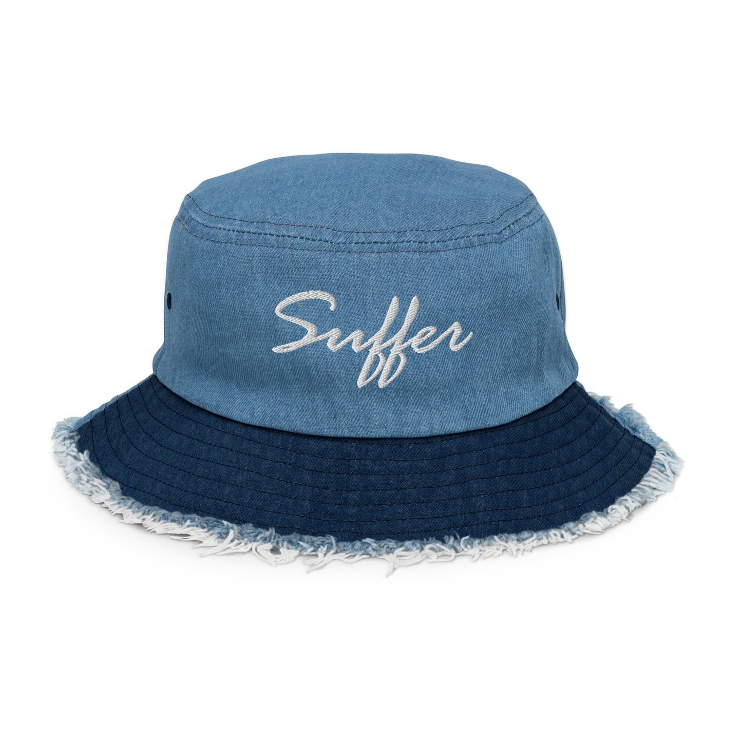 Suffer Sig Distressed Denim Bucket Hat