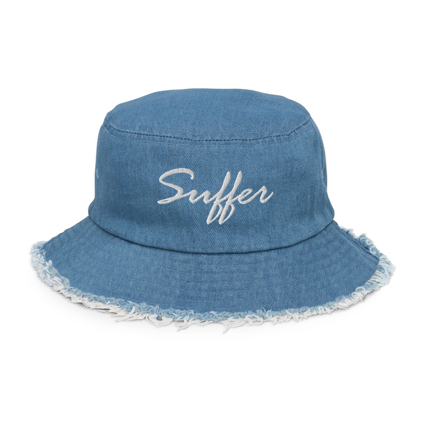 Suffer Sig Distressed Denim Bucket Hat