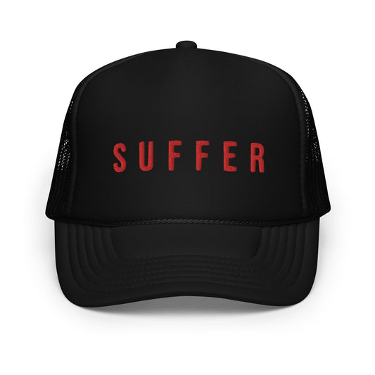 S U F F E R Red Foam Trucker Hat