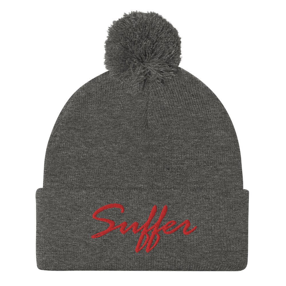 RED Suffer Sig Pom-Pom Beanie