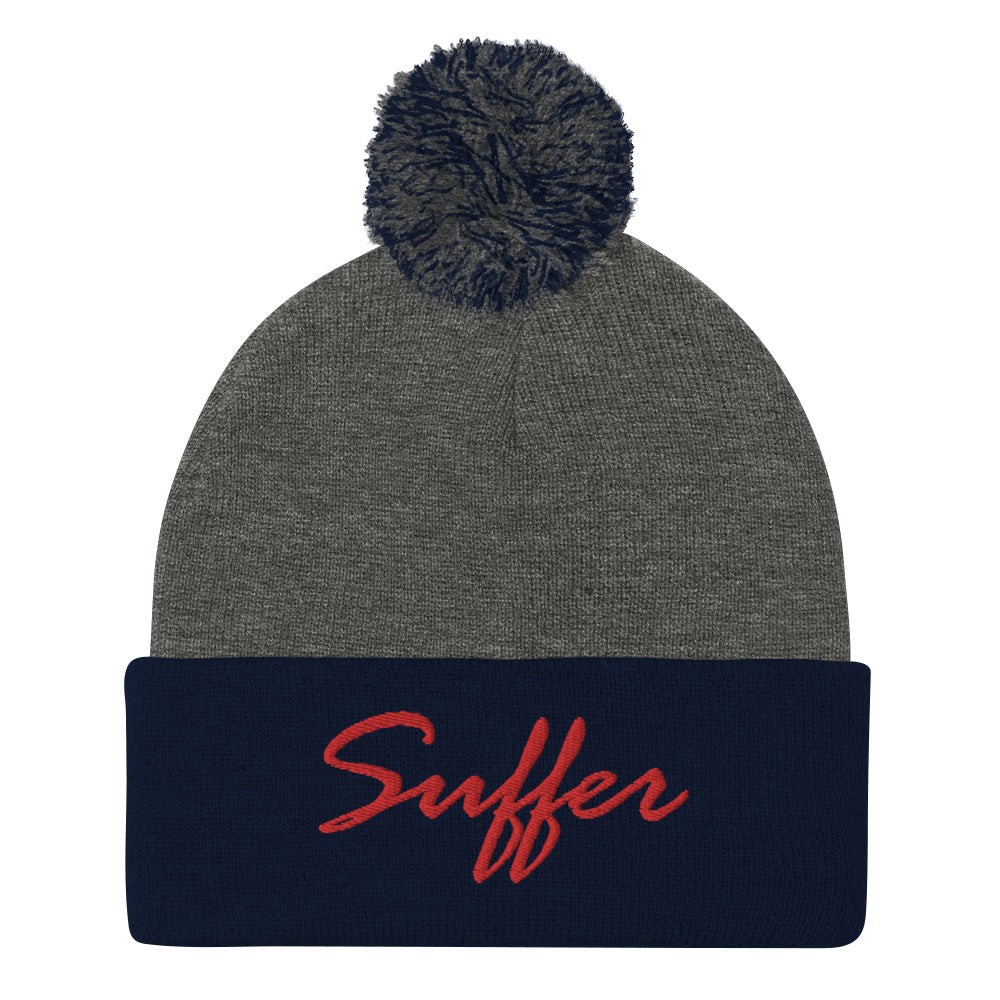 RED Suffer Sig Pom-Pom Beanie