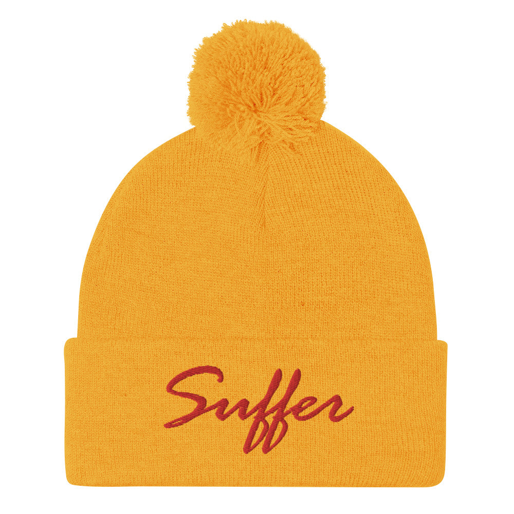 RED Suffer Sig Pom-Pom Beanie