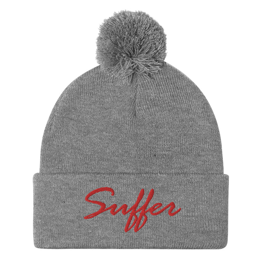 RED Suffer Sig Pom-Pom Beanie