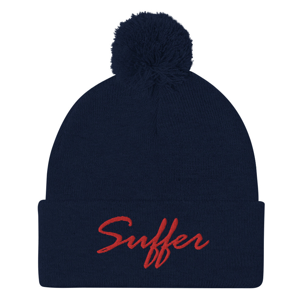 RED Suffer Sig Pom-Pom Beanie