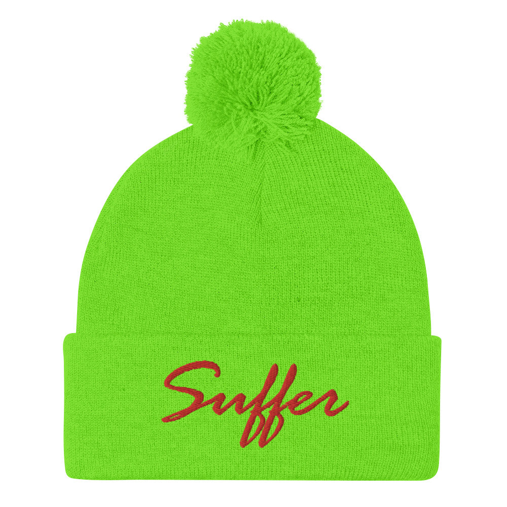 RED Suffer Sig Pom-Pom Beanie